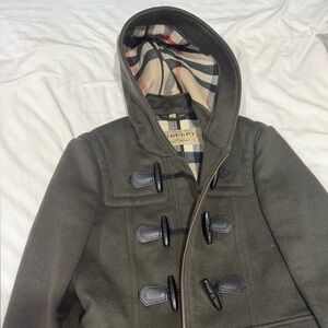 Burberry Olive Green Hooded Toggle Jacket